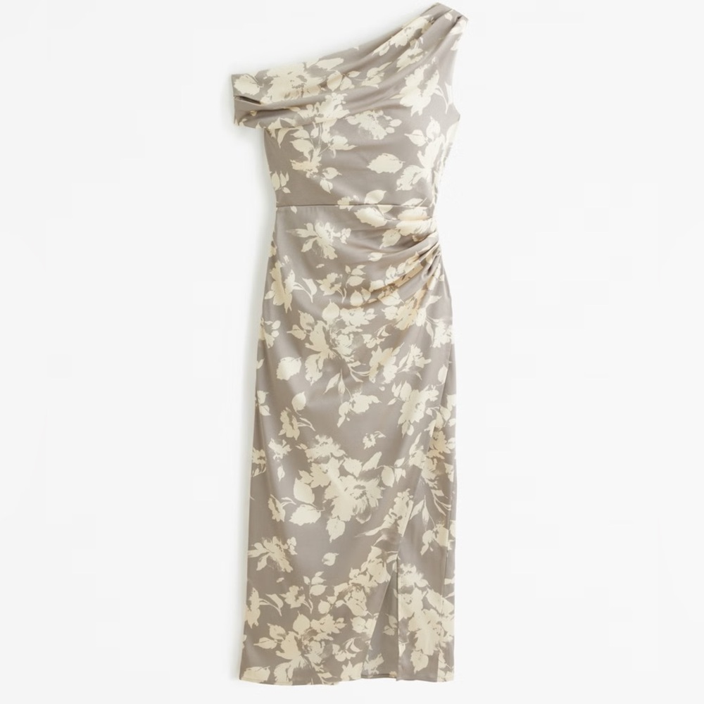 Abercrombie Stretch Satin Draped Midi Dress